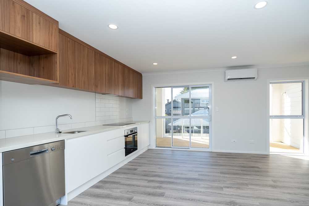 Spacious bedroom with modern furniture