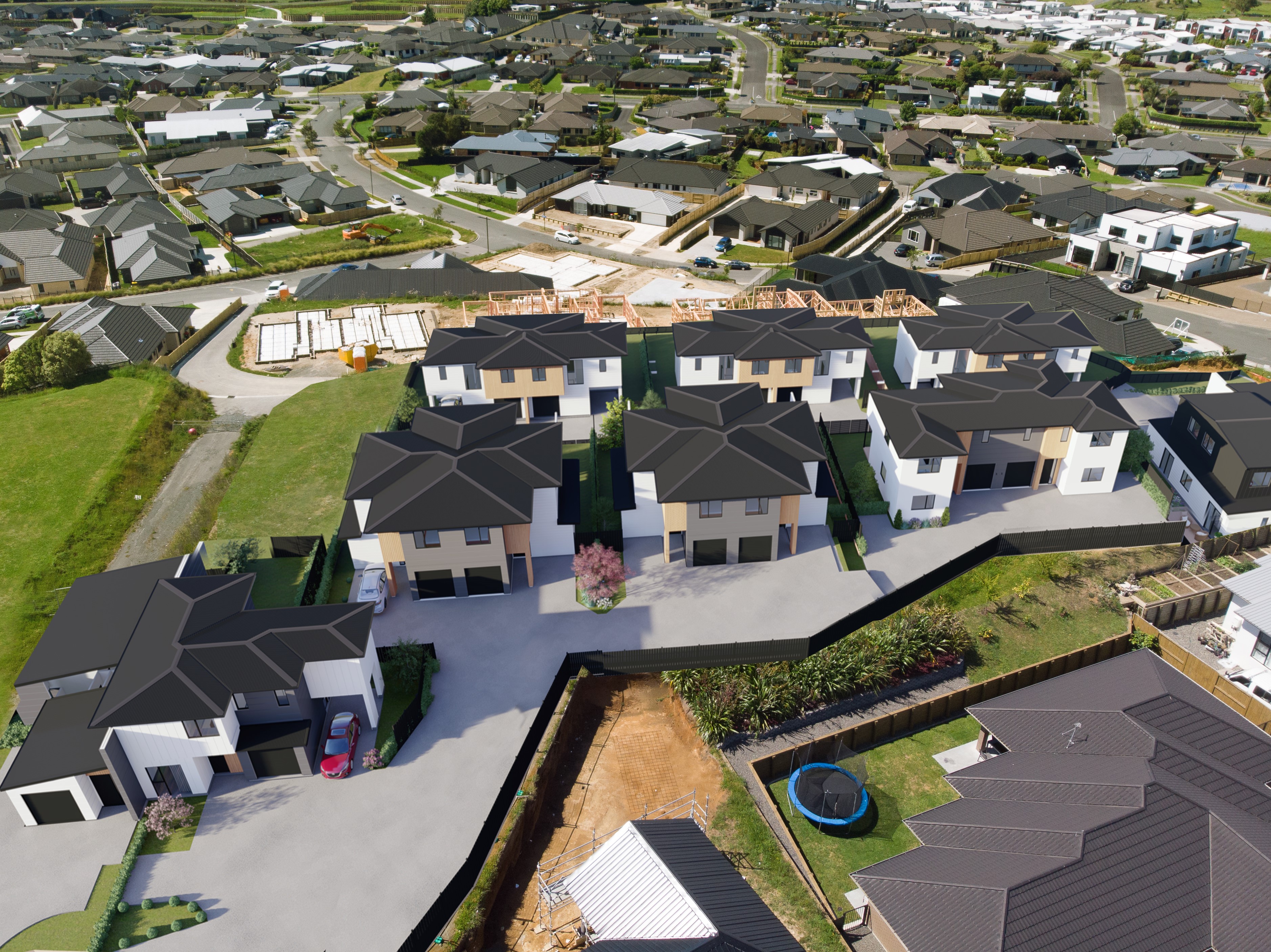 Spacious bedroom with modern furniture