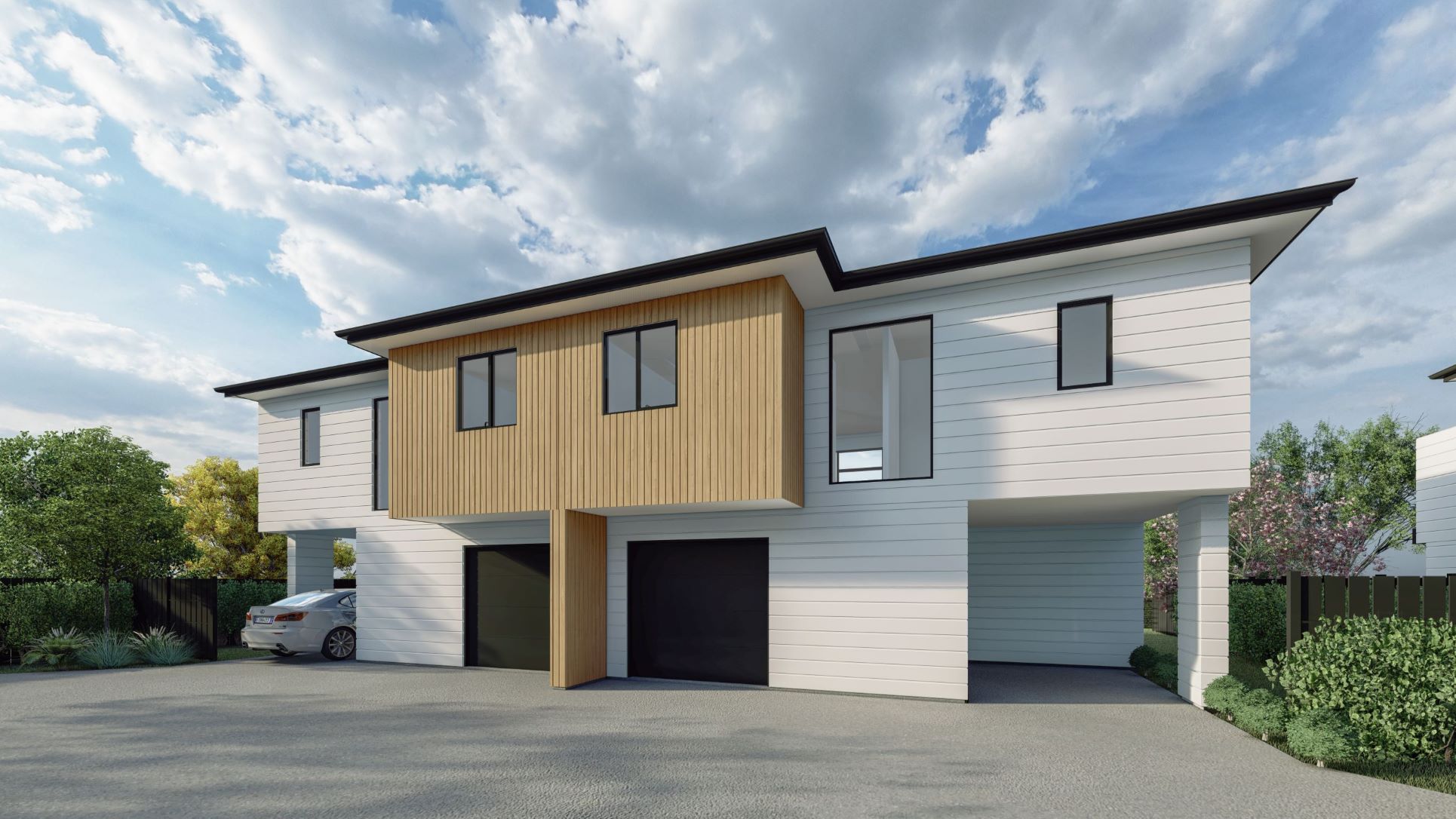 Spacious bedroom with modern furniture